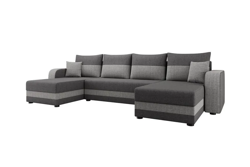 Kintore 4-sits U-formad Hörnbäddsoffa 113x275 cm med Förvaring i Tyg, Grå