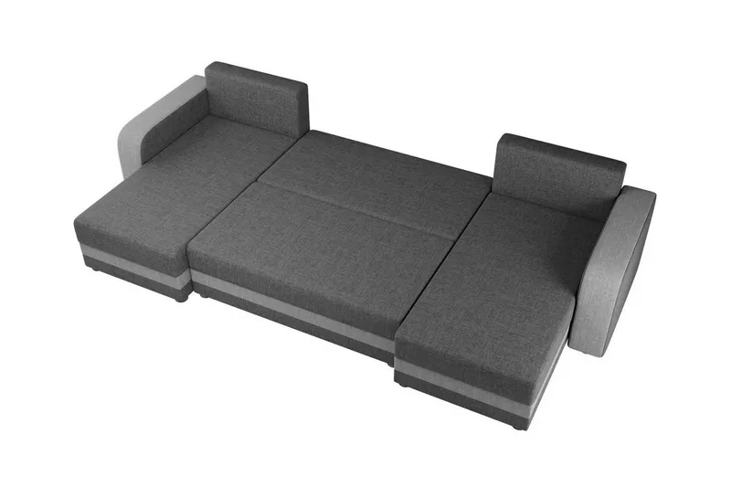 Kintore 4-sits U-formad Hörnbäddsoffa 113x275 cm med Förvaring i Tyg - Grå - Möbler - Soffa - Bäddsoffa