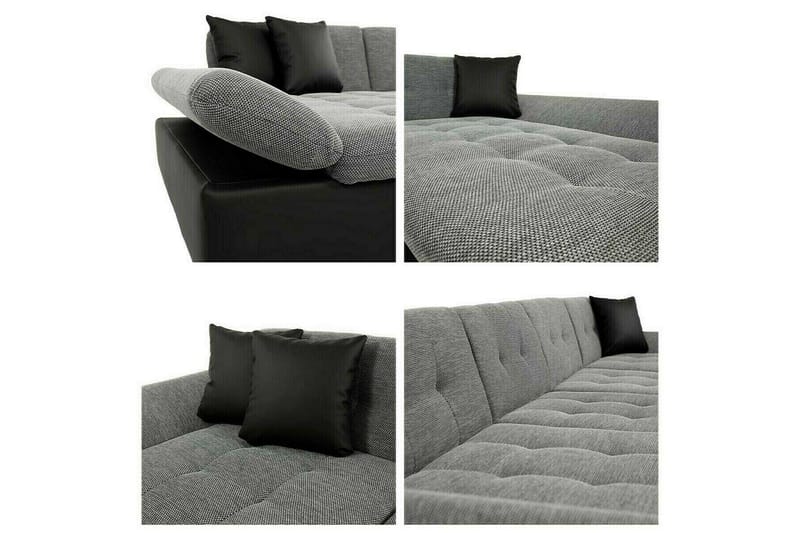 Kintore 4-sits U-formad Hörnbäddsoffa med Förvaring i Tyg - Benvit - Möbler - Soffa - Bäddsoffa