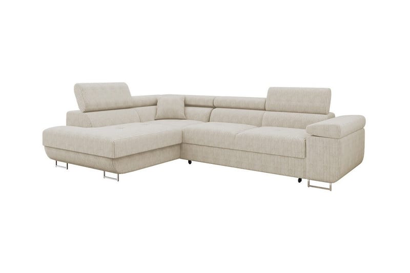 Kintore 4-sits Vänstervänd L-formad Hörnbäddsoffa 125x198 cm i Manchestertyg, Beige