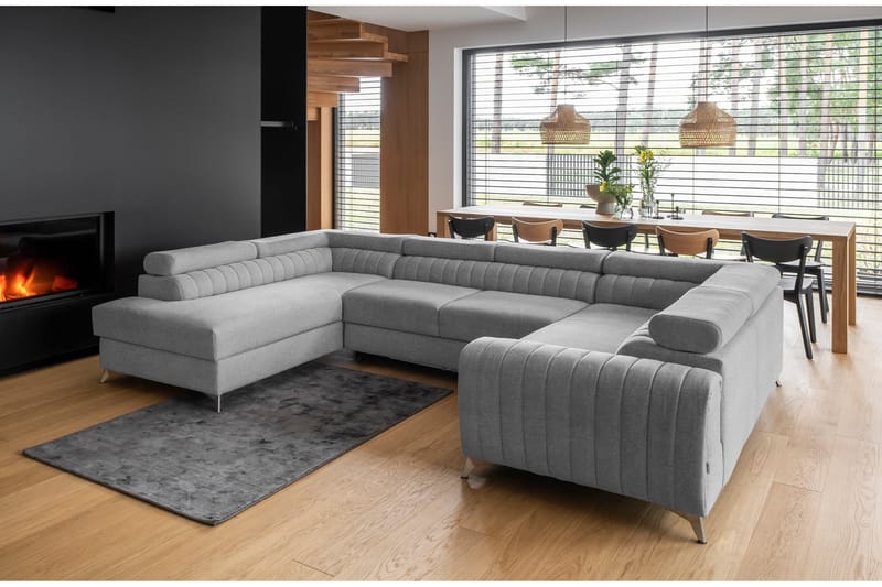 Kotori Hörnbäddsoffa m. Schäslong, Ljusgrå