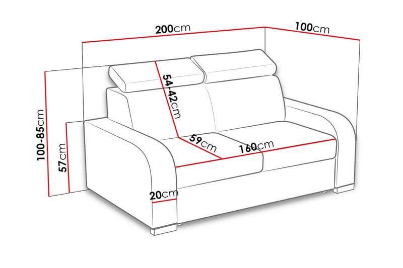 Lavona 3-sits Bäddsoffa Justerbara Nackstöd i Tyg - Brun - Möbler - Soffa - Bäddsoffa - Bäddsoffa 3 sits