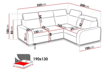 Lavona 4-sits Vänster L-formad Bäddsoffa Bäddbar med Förvaring i Tyg - Brun - Möbler - Soffa - Bäddsoffa