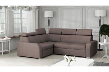 Lavona 4-sits Vänster L-formad Bäddsoffa Bäddbar med Förvaring i Tyg - Brun - Möbler - Soffa - Bäddsoffa