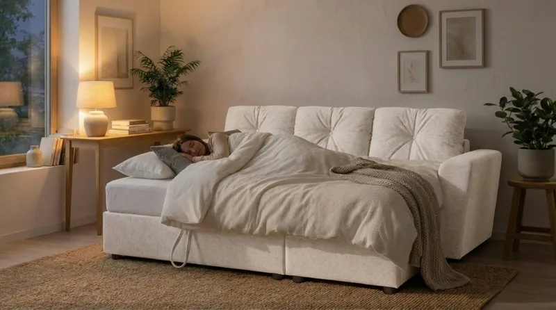 Leia 3-sits vändbar Bäddsoffa med divan och förvaring - Beige - Möbler - Soffa - Bäddsoffa