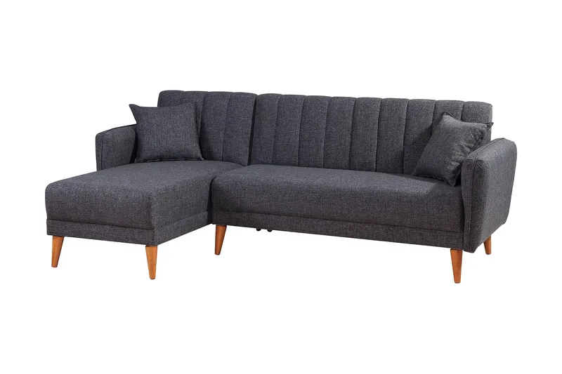 Lepinas Bäddsoffa med Divan Vänster, Mörkgrå/Natur