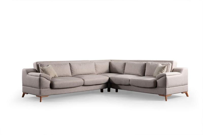 Lepinas Vänstervänd L-formad Bäddsoffa 55x275 cm med Förvaring, Beige