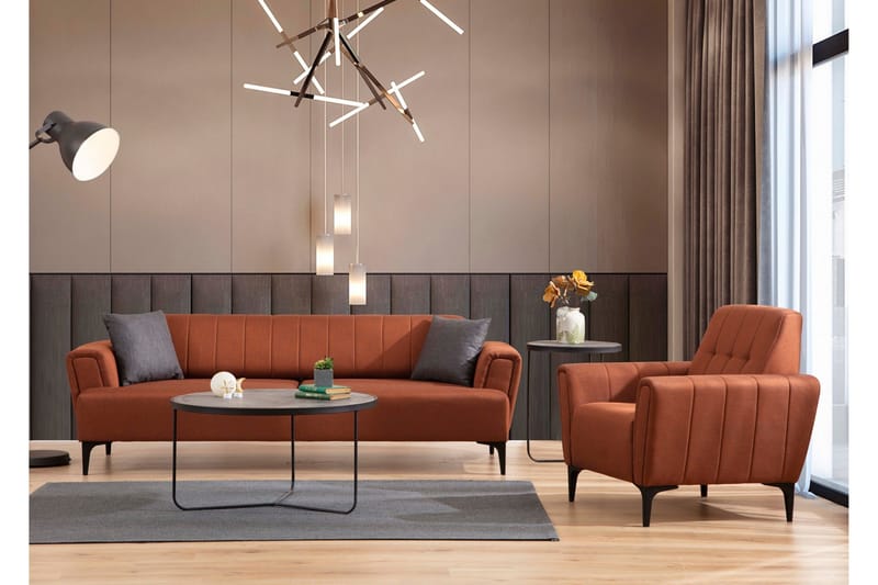 Lilesville 3-sits Längsbäddad Bäddsoffa 95x190 cm i Tyg - Terrakotta - Möbler - Soffa - Bäddsoffa