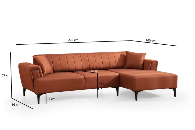 Lilesville Bäddsoffa med divan - Röd - Möbler - Soffa - Bäddsoffa