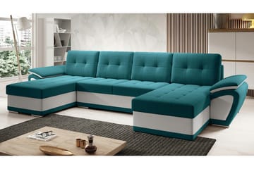 Listowel 4-sits U-formad Hörnbäddsoffa 130x271 cm med Förvaring i Tyg - Petrolblå - Möbler - Soffa - Bäddsoffa