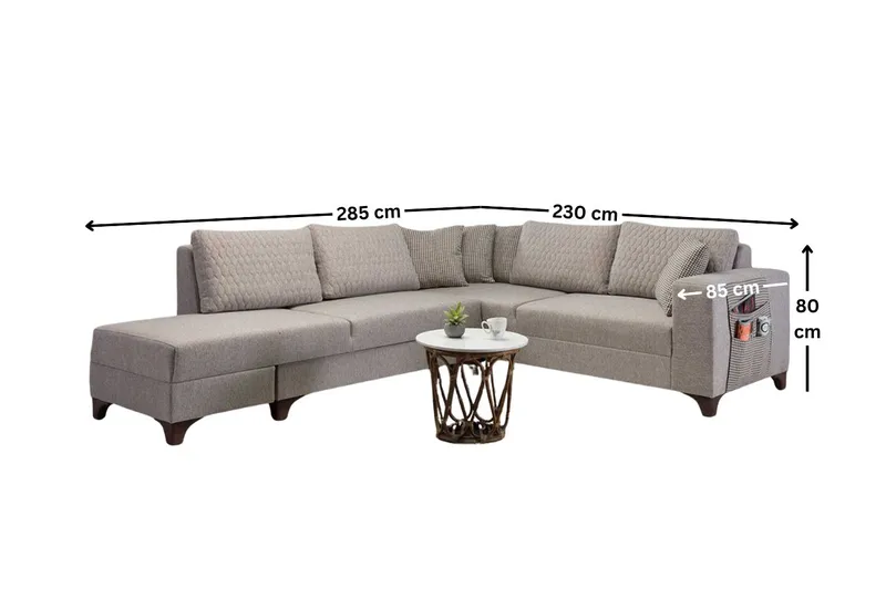 Loftia Hörnsoffa-bäddsoffa 230x90x150 cm - Kräm - Möbler - Soffa - Bäddsoffa