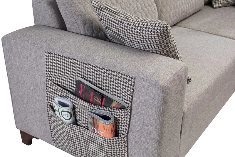 Loftia Hörnsoffa-bäddsoffa 230x90x150 cm - Kräm - Möbler - Soffa - Bäddsoffa