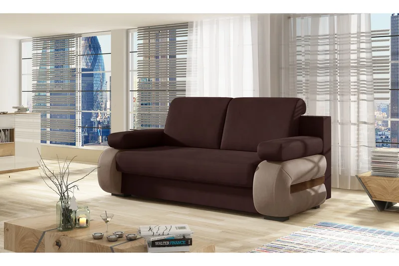 Madrido 2-sits Bäddsoffa, Brun/Ljusbrun
