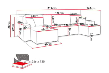 Magston 4-sits Hörnbäddsoffa 130x266 cm med Förvaring i Manchestertyg - Blå - Möbler - Soffa - Bäddsoffa