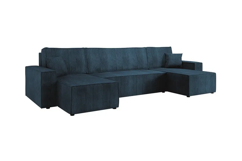 Magston 4-sits Hörnbäddsoffa 130x266 cm med Förvaring i Manchestertyg, Blå