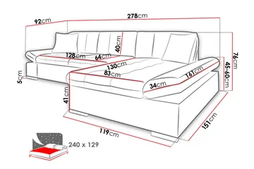 Malwi U-Bäddsoffa 278x162x76 cm - Grå/Vit - Möbler - Soffa - Bäddsoffa