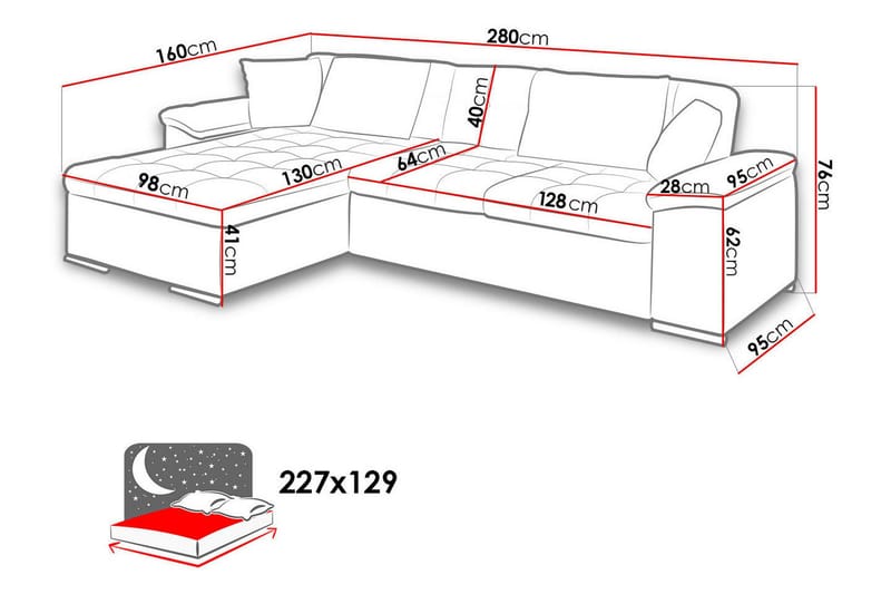 Margretetorp 3-sits Hörnbäddsoffa - Blå - Möbler - Soffa - Bäddsoffa