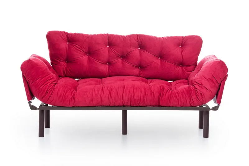 Mezonzo 3-sits Längsbäddad Bäddsoffa Fällbar 70x225 cm i Tyg, Röd