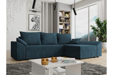 Midfeld 3-sits L-formad Hörnbäddsoffa med Förvaring i Tyg - Blå - Möbler - Soffa - Bäddsoffa