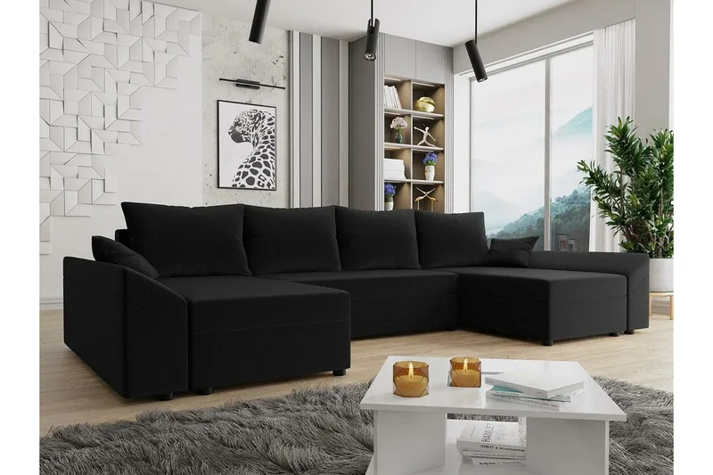 Midfeld 4-sits Hörnbäddsoffa Black - Möbler - Soffa - Bäddsoffa
