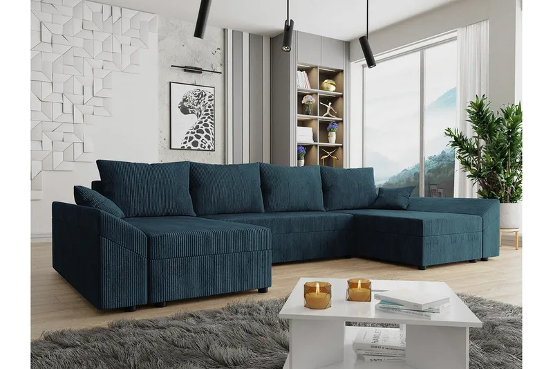 Midfeld 4-sits Hörnbäddsoffa Dark blue - Möbler - Soffa - Bäddsoffa
