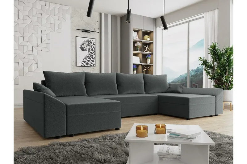 Midfeld 4-sits Hörnbäddsoffa Dark grey - Möbler - Soffa - Bäddsoffa