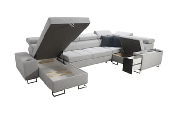Morenia 4-sits Vänstervänd Bäddsoffa 127x284 cm med Förvaring i Tyg - Svart - Möbler - Soffa - Bäddsoffa