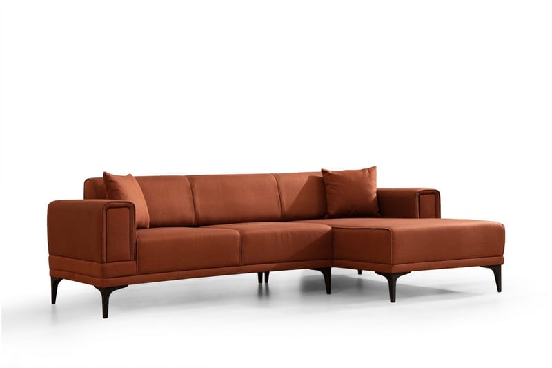 Naoko 3-sits Högervänd L-formad Bäddsoffa med Divan 85x200 cm i Tyg, Terrakotta