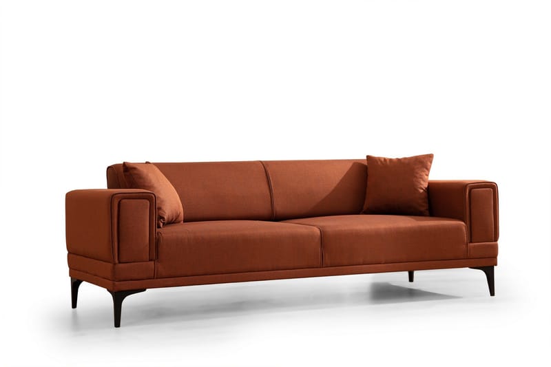 Naoko 3-sits Rektangulär Längsbäddad Bäddsoffa 95x180 cm i Tyg, Terrakotta