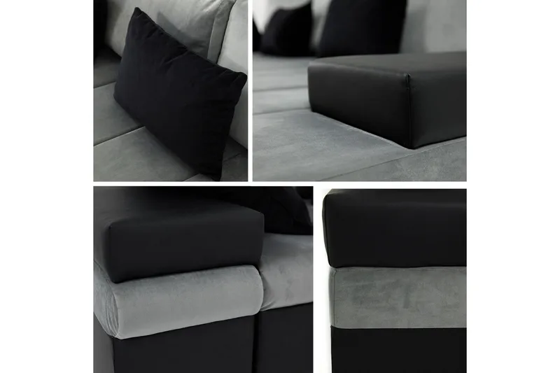 Naoma 3-sits Bäddsoffa med Divan L-formad Vänster med Förvar - Sammet/Grå - Möbler - Soffa - Bäddsoffa