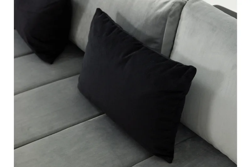 Naoma 3-sits Bäddsoffa med Divan L-formad Vänster med Förvar - Sammet/Grå - Möbler - Soffa - Bäddsoffa