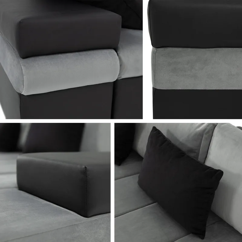 Naoma 4-sits Bäddsoffa divan höger med förvaring - svart - Möbler - Soffa - Bäddsoffa