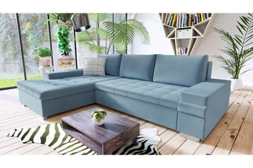 Naoma Bäddbar Hörnsoffa Universal 135x216 cm med Förvaring i Sammet - Blå - Möbler - Soffa - Bäddsoffa