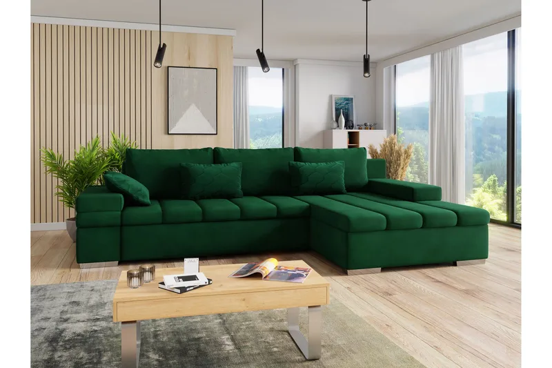 Naoma Bäddsoffa med Divan 4-sits - Grön - Möbler - Soffa - Bäddsoffa