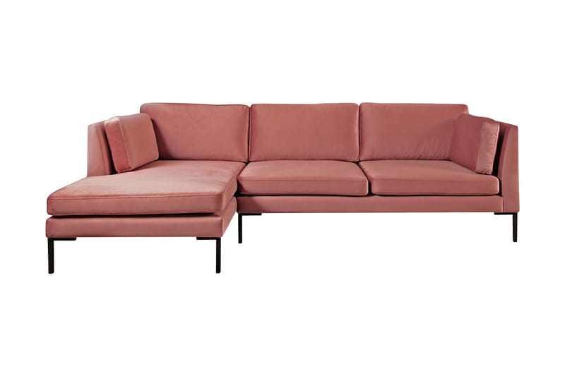 Ocean 3-sits Hörnbäddsoffa Vänster med Divan i Sammet, Rosa