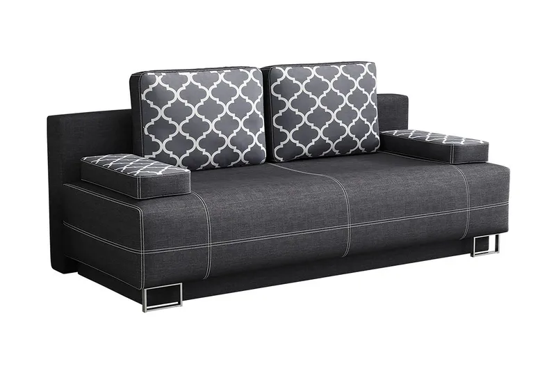 Optima Bäddsoffa 200x90x90 cm, Svart/Grå