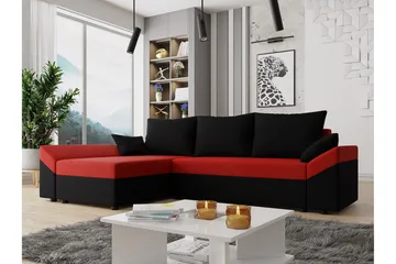Ovadia 5-sits Bäddsoffa - Svart/Röd - Möbler - Soffa - Bäddsoffa