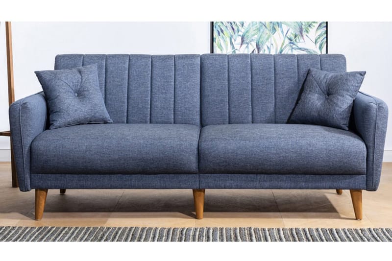 Pattyn Bäddsoffa i Tyg med Träben - Blå - Möbler - Soffa - Bäddsoffa