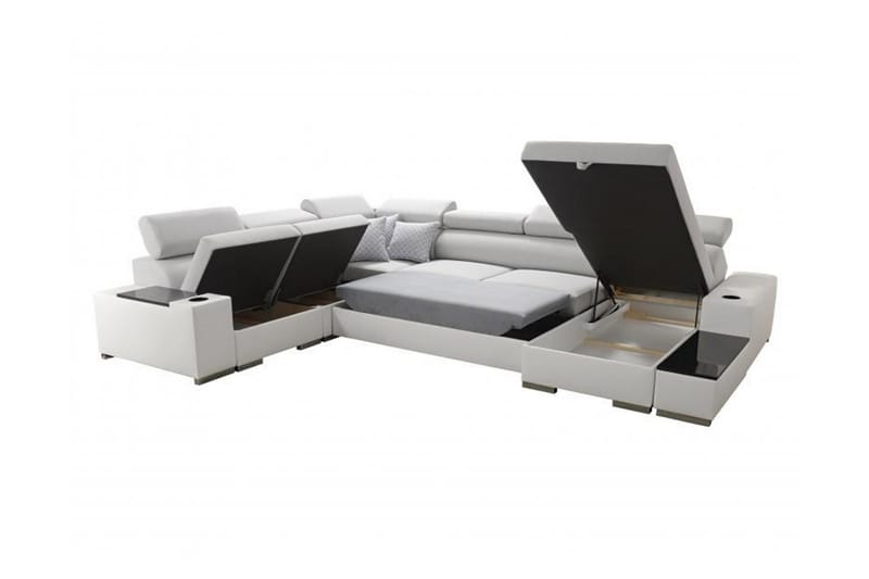 Perseo Divanbäddsoffa 358x282x95 cm LED-belysning - Grå/Vit - Möbler - Soffa - Bäddsoffa
