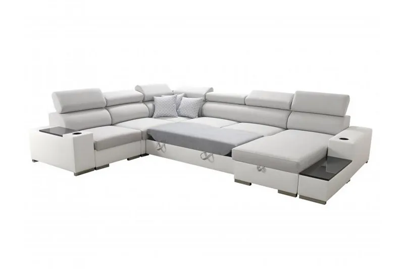 Perseo Divanbäddsoffa 358x282x95 cm LED-belysning - Grå/Vit - Möbler - Soffa - Bäddsoffa