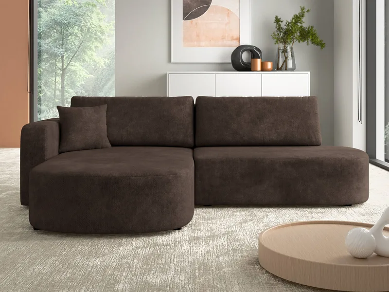 Pryda 4-sits Bäddsoffa divan vänster med förvaring - brun - Möbler - Soffa - Bäddsoffa