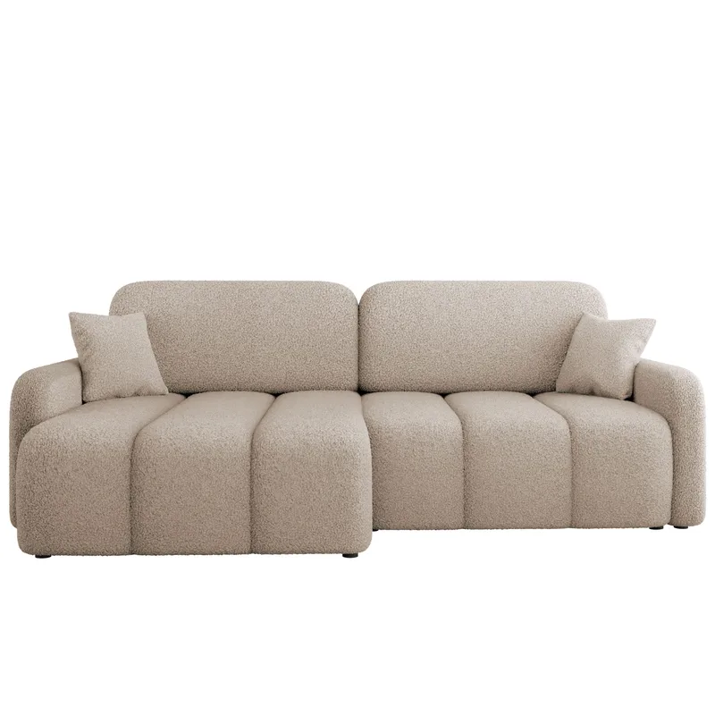 Quarlos 3-sits Bäddsoffa med Divan Vänster och Förvaring, Mörkbeige
