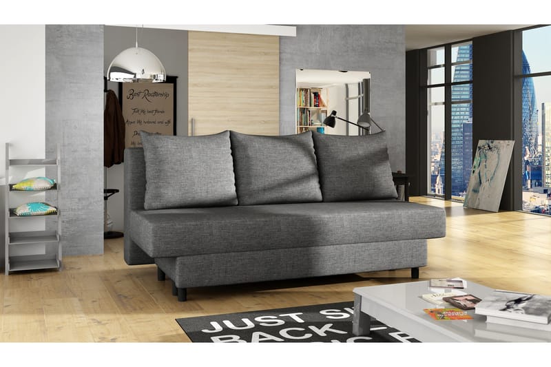 Rayez 2-sits Längsbäddad Bäddsoffa 130x190 cm i Tyg, Grå