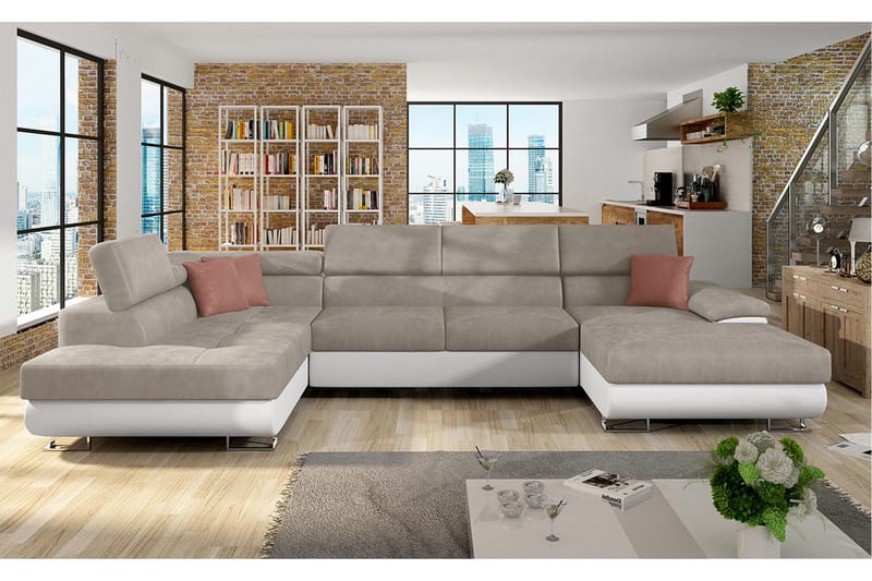 Reginia Bäddsoffa m. Divan och Schäslong Förvaring 4-sits - Beige - Möbler - Soffa - Bäddsoffa