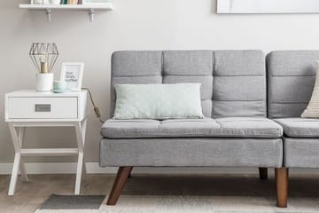 Ronne 2-sits Bäddbar Rektangulär Bäddsoffa i Tyg med Träben - Grå - Möbler - Soffa - Bäddsoffa