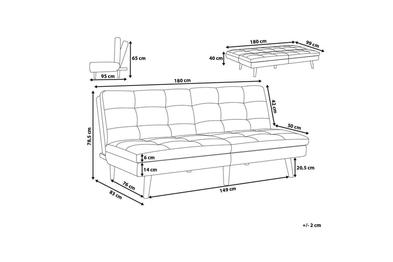 Ronne Bäddsoffa 180 cm - Blå - Möbler - Soffa - Bäddsoffa