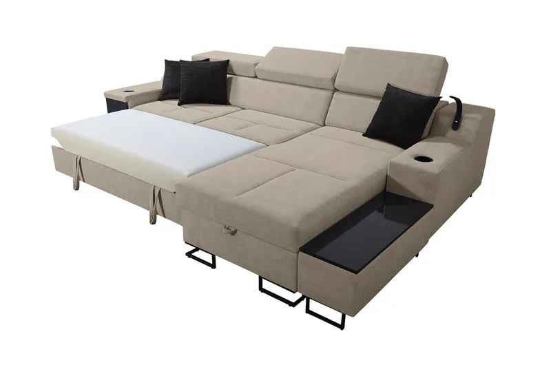 Seginus Bäddsoffa m. Divan Förvaring 3-sits 226x127 - Beige - Möbler - Soffa - Bäddsoffa