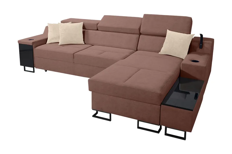 Seginus Bäddsoffa m. Divan Förvaring 3-sits 226x127, Rosa