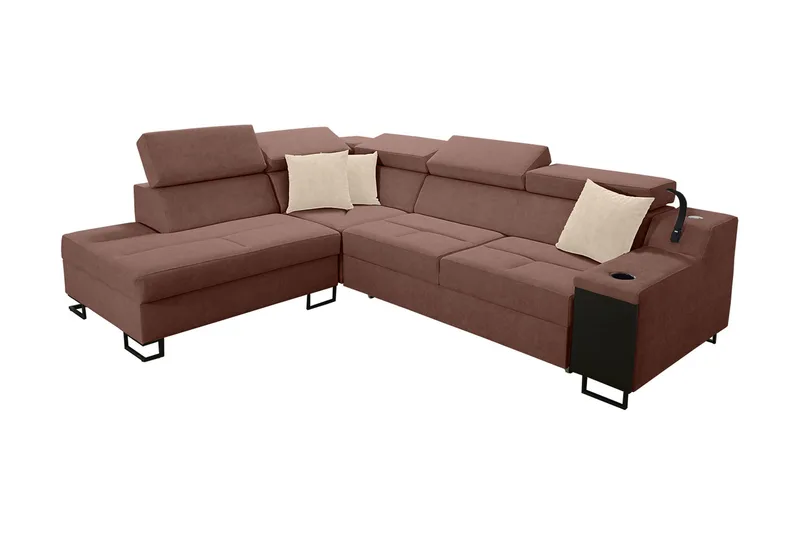 Seginus Bäddsoffa m. Schäslong 3-sits 210x127, Rosa