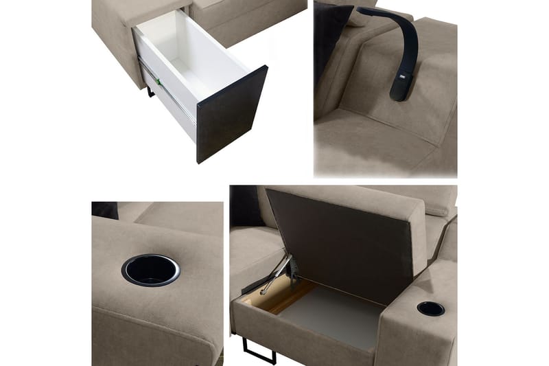Seginus Hörnbäddsoffa 4-sits 210x127 - Svart - Möbler - Soffa - Bäddsoffa